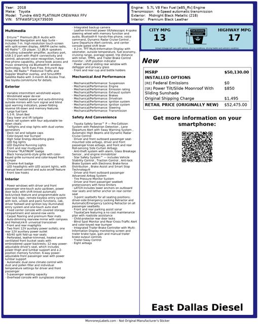 2018 Toyota Tundra Platinum CrewMax 5.7L FFV 4WD | Dallas, TX | East Dallas Diesel 2018 Toyota Tundra Platinum CrewMax 5.7L FFV 4WD | Dallas, TX | East Dallas Diesel