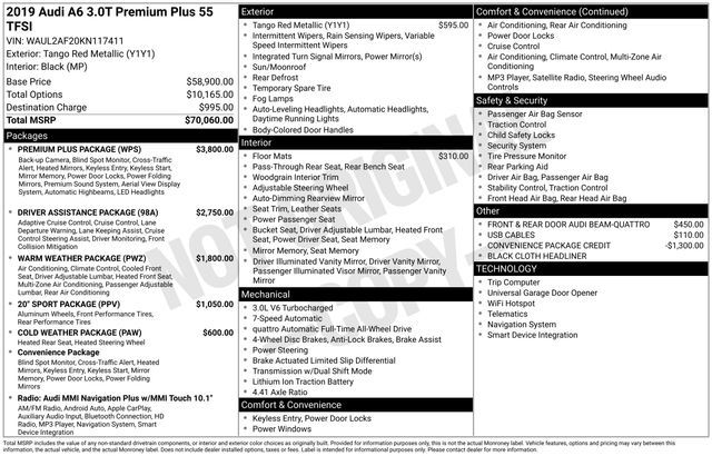 2019 Audi A6 quattro Premium Plus 55 TFSI