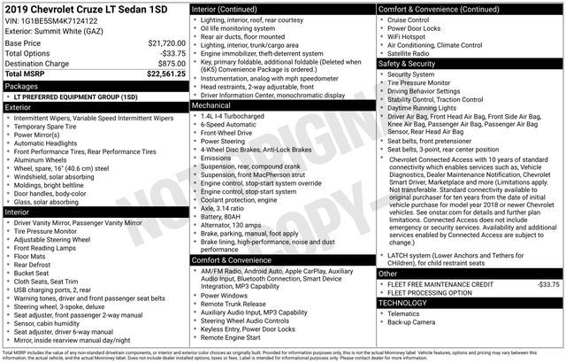 2019 Chevrolet Cruze LT