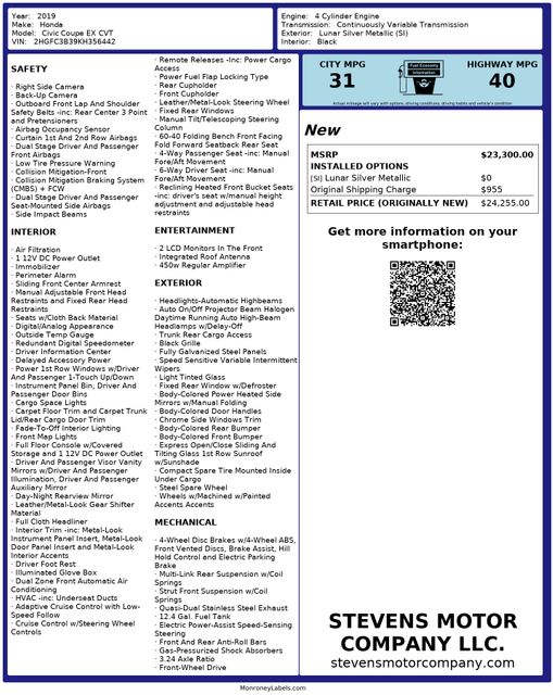 2019 Honda Civic EX 27ServiceRecords | Dallas, TX | Stevens Motor Company LLC 2019 Honda Civic EX 27ServiceRecords | Dallas, TX | Stevens Motor Company LLC