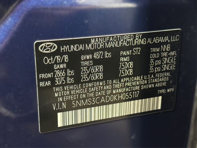 2019 Hyundai SANTA FE SEL 2.4L 2019 Hyundai SANTA FE SEL 2.4L