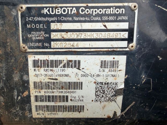 2019 Kubota U17