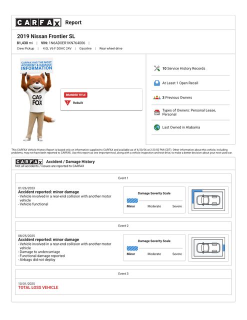 2019 Nissan Frontier SL Crew Cab SWB 4X2 Automatic V6 | Cullman, AL | Cullman Auto Rebuilders 2019 Nissan Frontier SL Crew Cab SWB 4X2 Automatic V6 | Cullman, AL | Cullman Auto Rebuilders