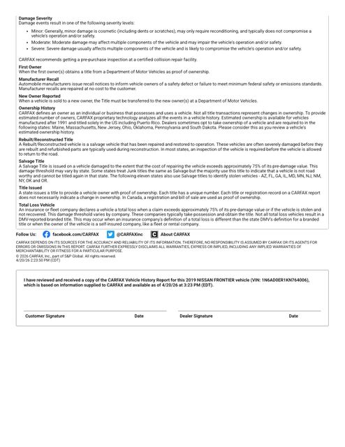 2019 Nissan Frontier SL Crew Cab SWB 4X2 Automatic V6 | Cullman, AL | Cullman Auto Rebuilders