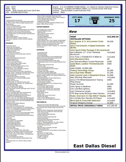 2019 Ram 3500 Laramie Crew Cab 4x4 8' Box | Dallas, TX | East Dallas Diesel