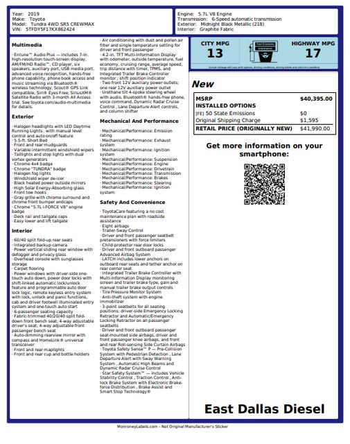 2019 Toyota Tundra SR5 TSS TRD 3.5" RC LIFT 20" KMC 35" Nitto 1 Owner | Dallas, TX | East Dallas Diesel