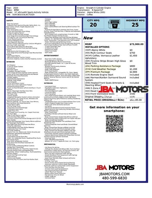 2020 BMW X7 xDrive40i AWD SUV Surround Camera Heads Up Display | MESA, AZ | JBA MOTORS 2020 BMW X7 xDrive40i AWD SUV Surround Camera Heads Up Display | MESA, AZ | JBA MOTORS