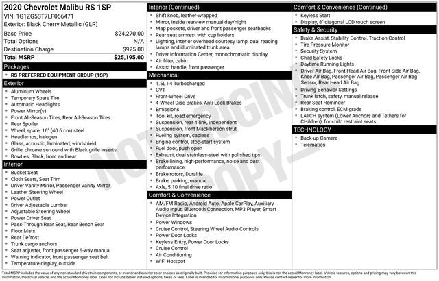 2020 Chevrolet Malibu RS