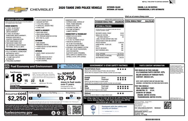 2020 Chevrolet Tahoe Police 2020 Chevrolet Tahoe Police