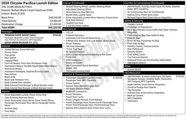 2020 Chrysler Pacifica Launch Edition