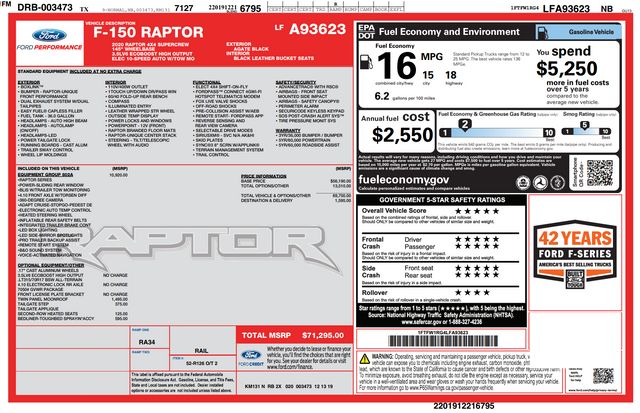2020 Ford F-150 Raptor 2020 Ford F-150 Raptor