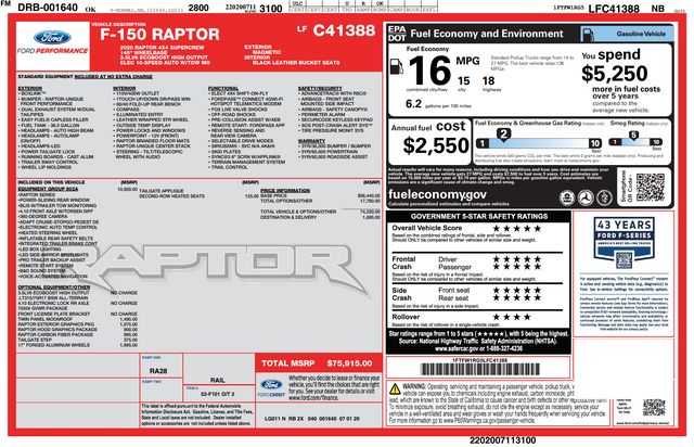 2020 Ford F-150 Raptor 2020 Ford F-150 Raptor