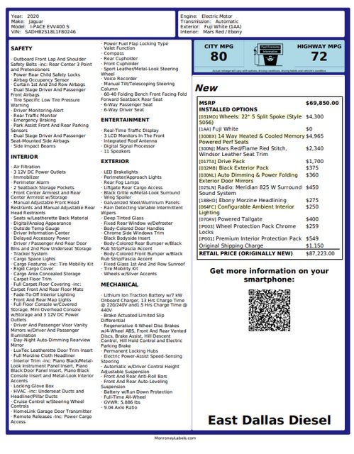 2020 Jaguar I-PACE S EV400 AWD Automatic | Dallas, TX | East Dallas Diesel