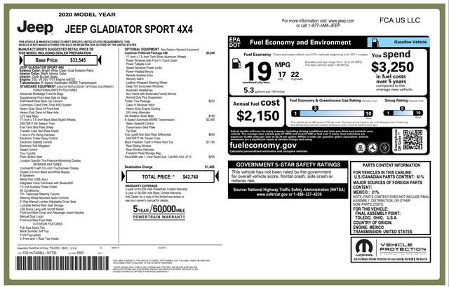 2020 Jeep Gladiator Sport S 2020 Jeep Gladiator Sport S