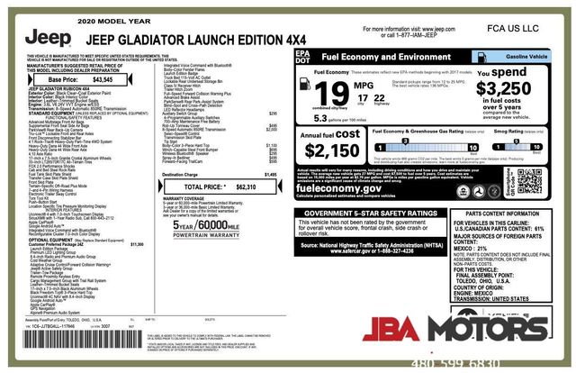 2020 Jeep Gladiator Rubicon Launch Edition 4x4 4WD LIFTED - LOW MILES | MESA, AZ | JBA MOTORS