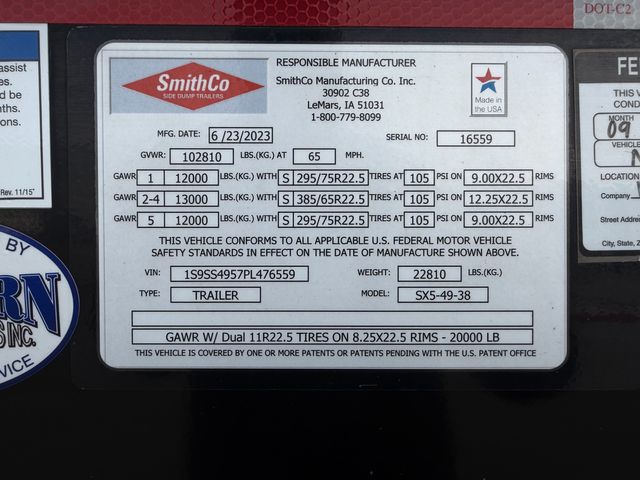 2020 Kenworth T880 Side Dump SmithCo