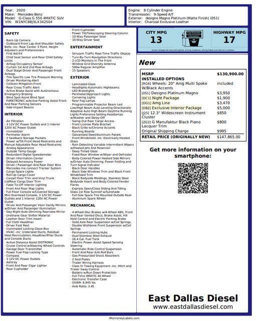 2020 Mercedes-Benz G 550 4MATIC | Dallas, TX | East Dallas Diesel