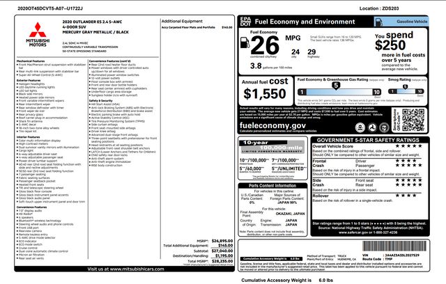 2020 Mitsubishi Outlander ES AWD | American Fork, Utah | Auto's Inc.