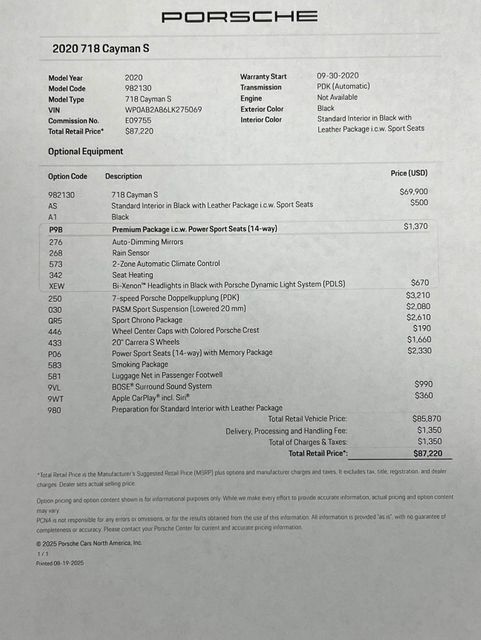 2020 Porsche 718 Cayman S | Longwood, FL | Millenia Motors 2020 Porsche 718 Cayman S | Longwood, FL | Millenia Motors