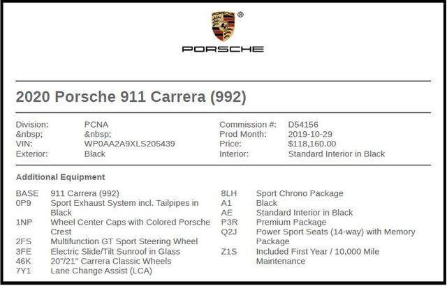 2020 Porsche 911 Carrera 2020 Porsche 911 Carrera