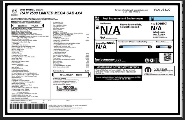 2020 Ram 2500 Limited Mega Cab SUNROOF 20" Wheels 1 OWNER TX | Dallas, TX | East Dallas Diesel 2020 Ram 2500 Limited Mega Cab SUNROOF 20" Wheels 1 OWNER TX | Dallas, TX | East Dallas Diesel