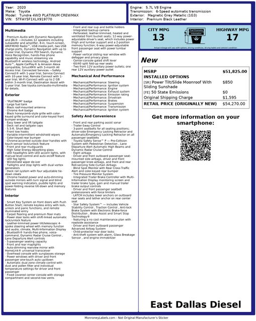 2020 Toyota Tundra Platinum | Dallas, TX | East Dallas Diesel