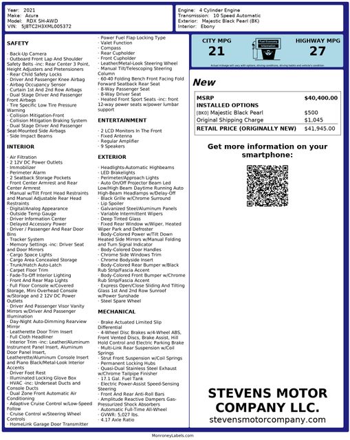 2021 Acura RDX SH-AWD PerfectCarfax 14-ServiceRecords | Dallas, TX | Stevens Motor Company LLC 2021 Acura RDX SH-AWD PerfectCarfax 14-ServiceRecords | Dallas, TX | Stevens Motor Company LLC