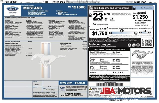 2021 Ford Mustang EcoBoost Premium Convertible | MESA, AZ | JBA MOTORS