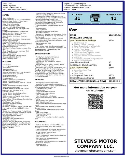 2021 Hyundai ELANTRA SEL ConveniencePkg OneOwner | Dallas, TX | Stevens Motor Company LLC