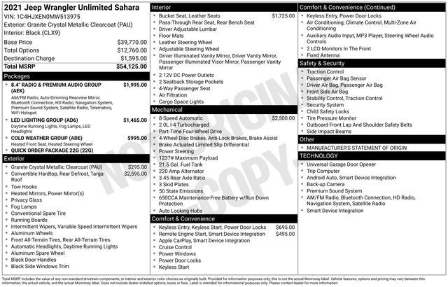 2021 Jeep Wrangler Unlimited Unlimited Sahara