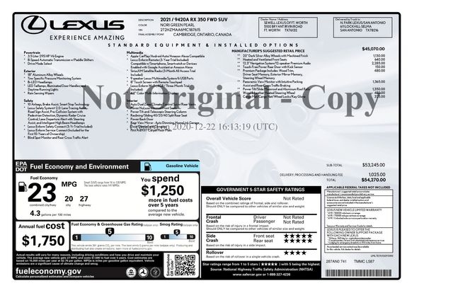 2021 Lexus RX 350 Base