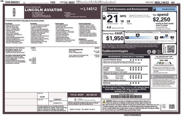 2021 Lincoln Aviator Reserve