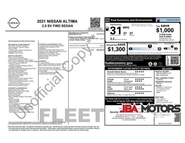 2021 Nissan Altima 2.5 SV Package Sedan Rear Backup Camera Blind Spot | MESA, AZ | JBA MOTORS