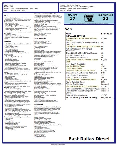 2021 Ram 1500 Laramie Crew Cab 4x4 5'7" Box | Dallas, TX | East Dallas Diesel