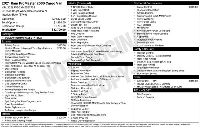 2021 Ram ProMaster 2500 159 WB