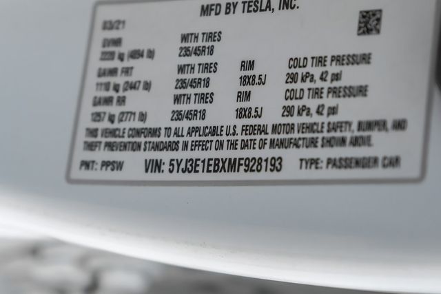 2021 Tesla Model 3 Long Range Full Self Driving Blind Spot Lane Keep