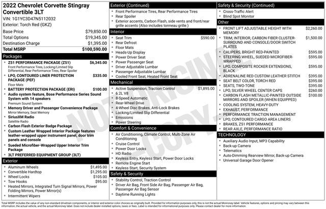 2022 Chevrolet Corvette Stingray