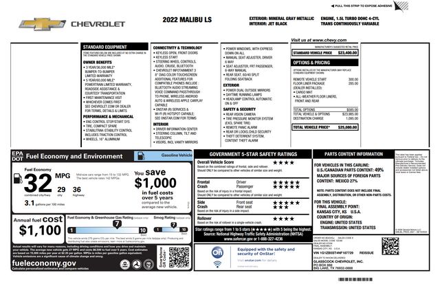 2022 Chevrolet Malibu LS 2022 Chevrolet Malibu LS