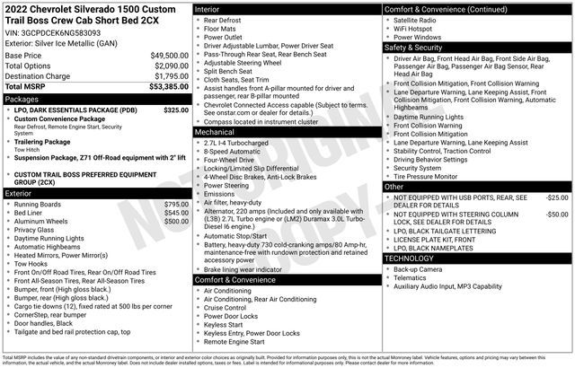 2022 Chevrolet Silverado 1500 Custom Trail Boss