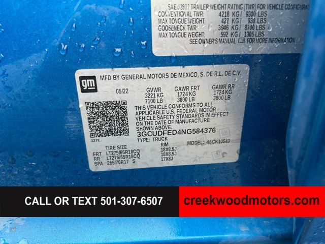 2022 Chevrolet Silverado 1500 LT Trail Boss 4x4 Crew Cab Sunroof Blue LEVELED