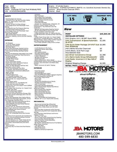 2022 Dodge Challenger RT R/T Scat Pack Widebody Factory Wide Body SRT8 HEMI | MESA, AZ | JBA MOTORS 2022 Dodge Challenger RT R/T Scat Pack Widebody Factory Wide Body SRT8 HEMI | MESA, AZ | JBA MOTORS