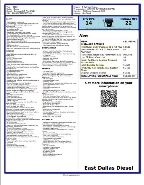 2022 Dodge Durango R/T BLACKTOP  Preferred Pkg. 22C RED LEATHER Roof | Dallas, TX | East Dallas Diesel