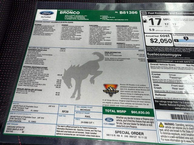 2022 Ford Bronco BAYSHORE CUSTOM V6 WILDTRAK LEATHER LIFTED LOADED | Plant City, FL | psv5 DEMO - Bayshore Automotive 2022 Ford Bronco BAYSHORE CUSTOM V6 WILDTRAK LEATHER LIFTED LOADED | Plant City, FL | psv5 DEMO - Bayshore Automotive