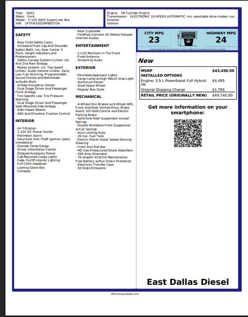 2022 Ford F-150 Platinum FX4 Black Pkg PANO ROOF Pro Power 7.2KW | Dallas, TX | East Dallas Diesel 2022 Ford F-150 Platinum FX4 Black Pkg PANO ROOF Pro Power 7.2KW | Dallas, TX | East Dallas Diesel