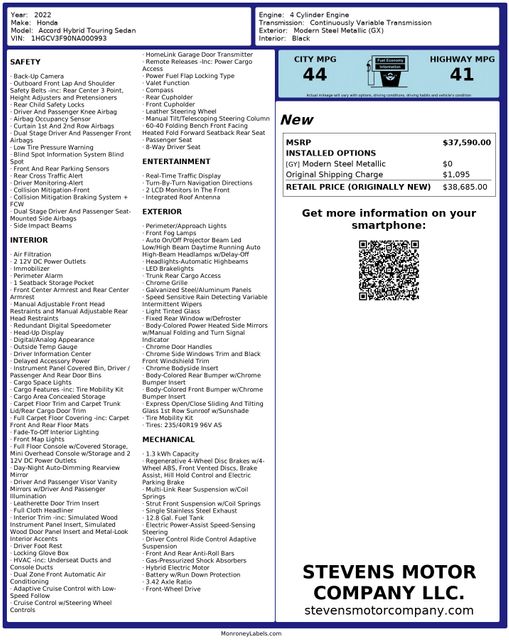 2022 Honda Accord Hybrid Touring OneOwner PerfectCarfax | Dallas, TX | Stevens Motor Company LLC