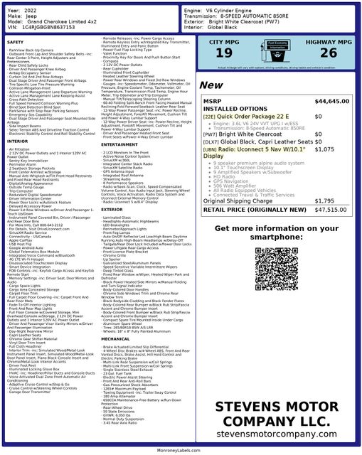 2022 Jeep Grand Cherokee Limited | Dallas, TX | Stevens Motor Company LLC 2022 Jeep Grand Cherokee Limited | Dallas, TX | Stevens Motor Company LLC