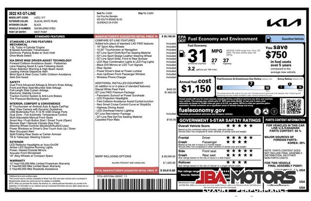 2022 Kia K5 GT-Line Sport Design Premium 1 Owner Clean CarFax | MESA, AZ | JBA MOTORS