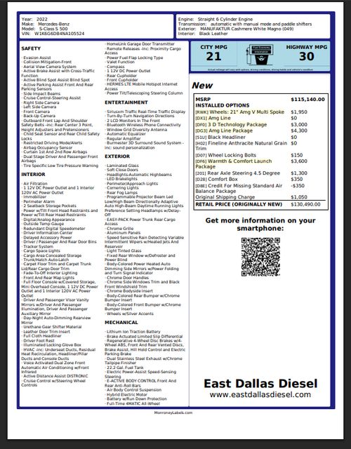 2022 Mercedes-Benz S 500 4MATIC White Magno Matte AMG 3D TECH 22" Vossen TX | Dallas, TX | East Dallas Diesel 2022 Mercedes-Benz S 500 4MATIC White Magno Matte AMG 3D TECH 22" Vossen TX | Dallas, TX | East Dallas Diesel