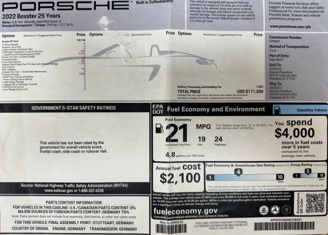 2022 Porsche 718 Boxster 25 Years 2022 Porsche 718 Boxster 25 Years