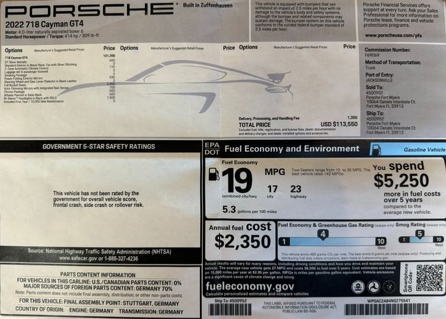 2022 Porsche 718 Cayman GT4 2022 Porsche 718 Cayman GT4